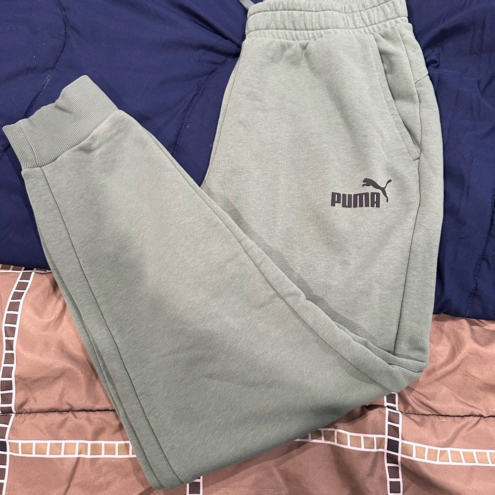 Puma Sage Green Logo Joggers